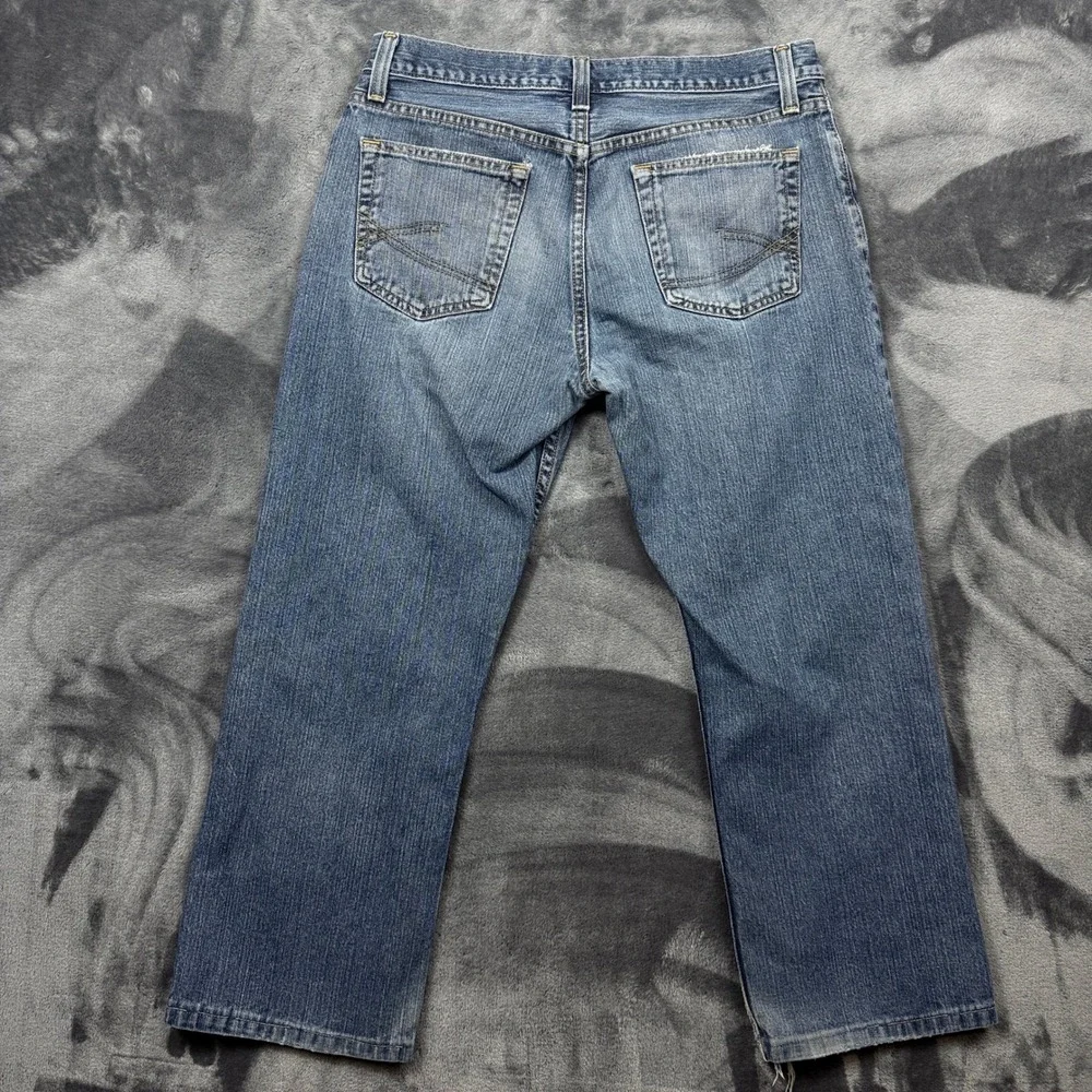 Lucky Brand 181 Bootleg Jeans Mens 34x30 Blue Denim Distressed Bootcut Cotton